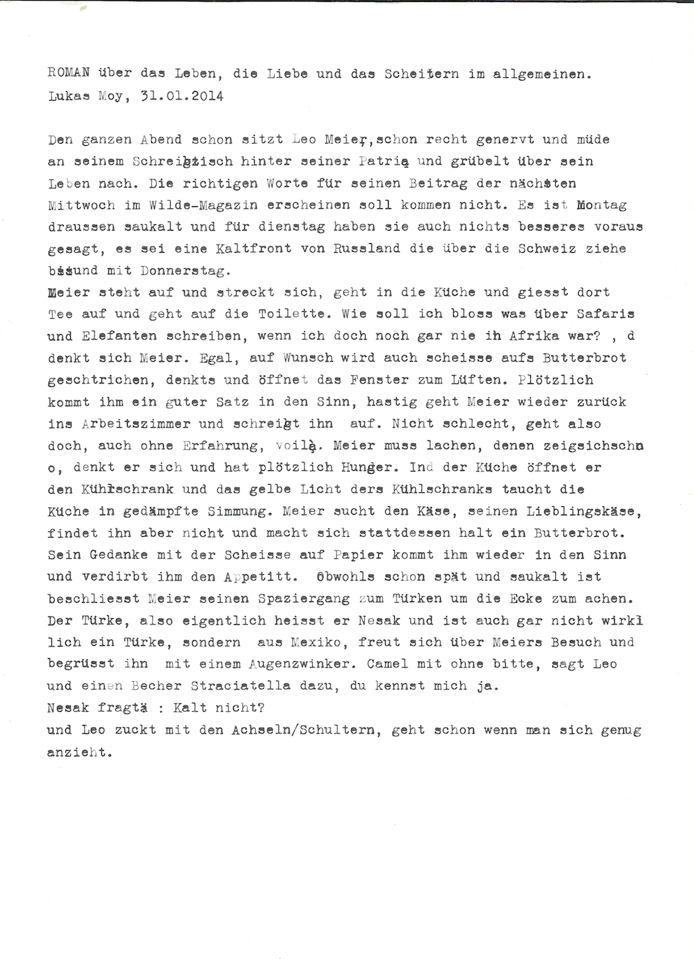 Roman über das Leben
